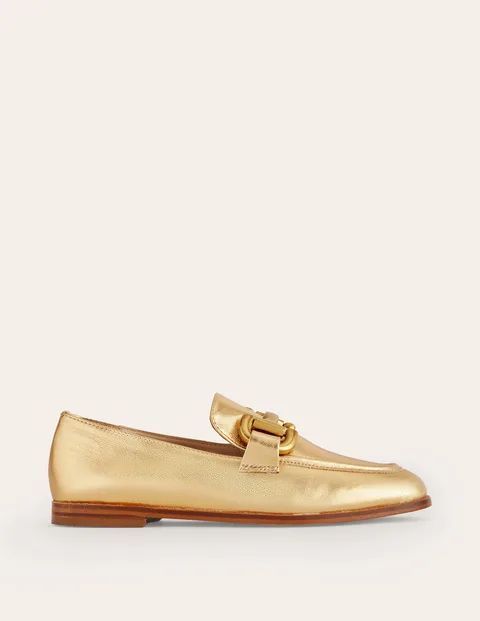 Iris Snaffle Loafers Metallic Women Boden, Gold Leather