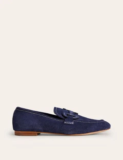 Stitched Snaffle Loafer Blue Women Boden, Navy Suede