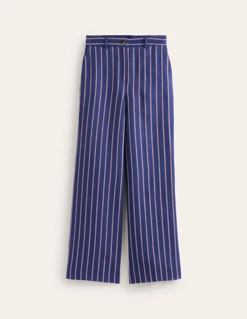 Westbourne Stripe Trouser Blue Women Boden, Navy, Red and White Stripe