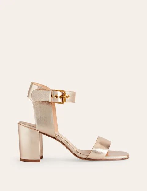 Ankle Strap Heeled Sandals Metallic Women Boden, Gold Leather