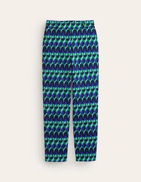 Kew Printed Trousers Blue Women Boden, Blue, Abstract Illusion