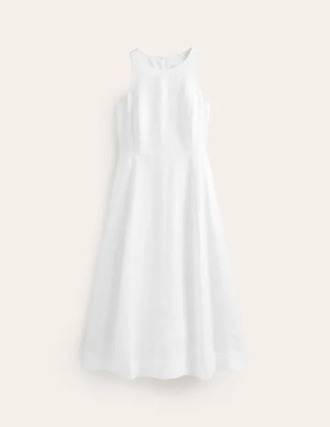 Carla Linen Midi Dress White Women Boden, White