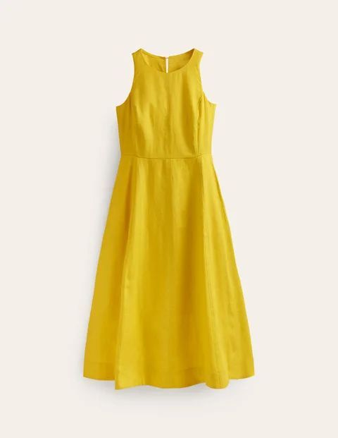 Carla Linen Midi Dress Yellow Women Boden, Passion Fruit
