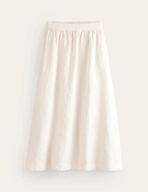Florence Linen Midi Skirt White Women Boden, Ecru