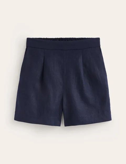 Hampstead Linen Shorts Blue Women Boden, Navy