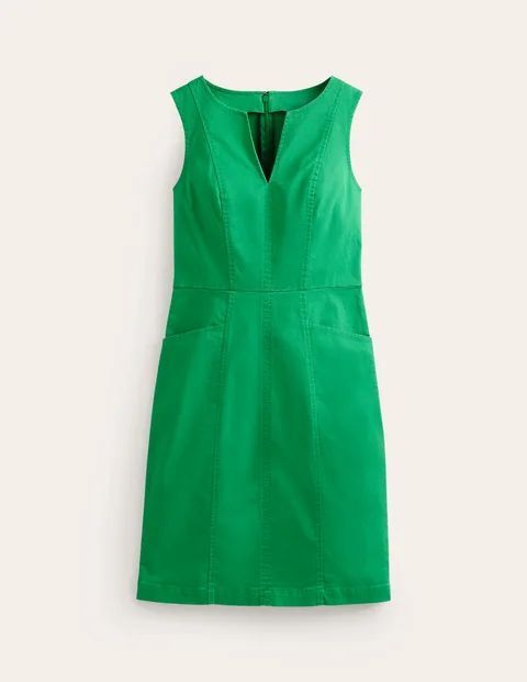 Helena Chino Short Dress Green Women Boden, Green Tambourine