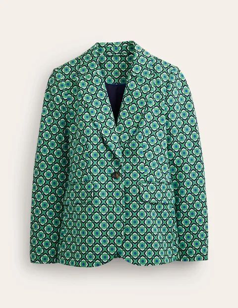 Marylebone Bi-Stretch Blazer Green Women Boden, Ming Green, Geo Pome