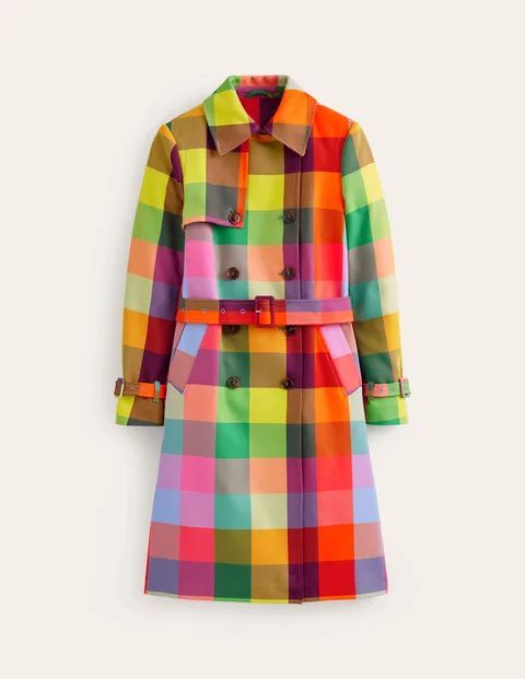 Neon Belted Trench Coat Multi Women Boden, Check