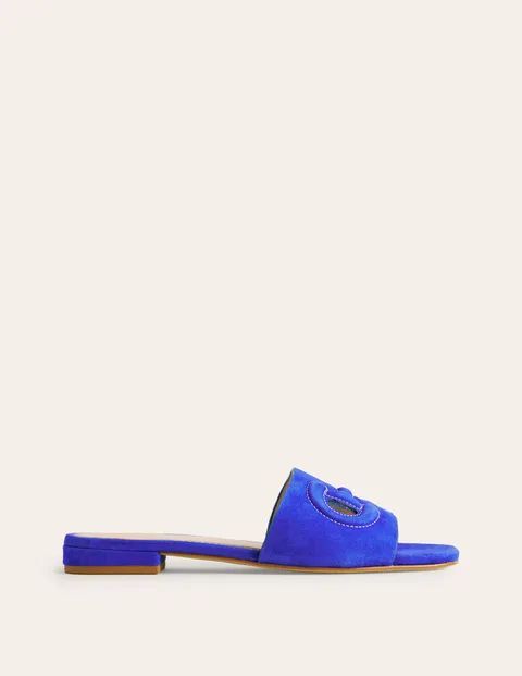 Stitch Cut Out Snaffle Sliders Blue Women Boden, Bright Blue