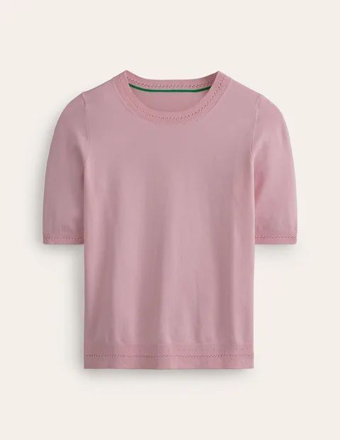 Catriona Cotton Crew T-Shirt Pink Women Boden, Spring Blossom Pink