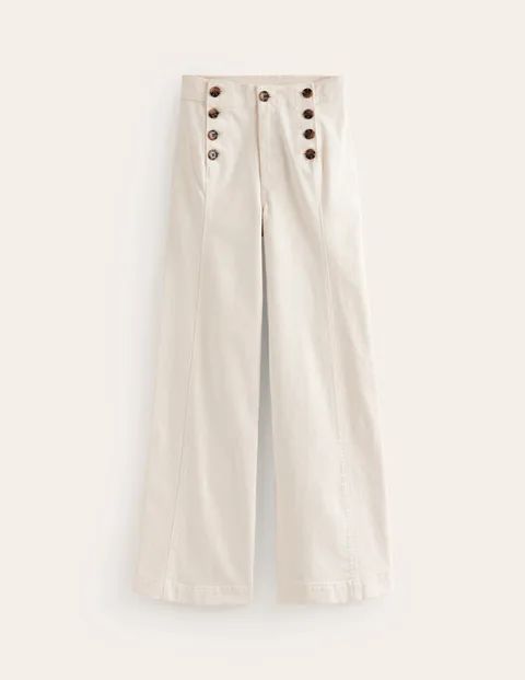 Sailor Wide Leg Trousers White Women Boden, Ecru