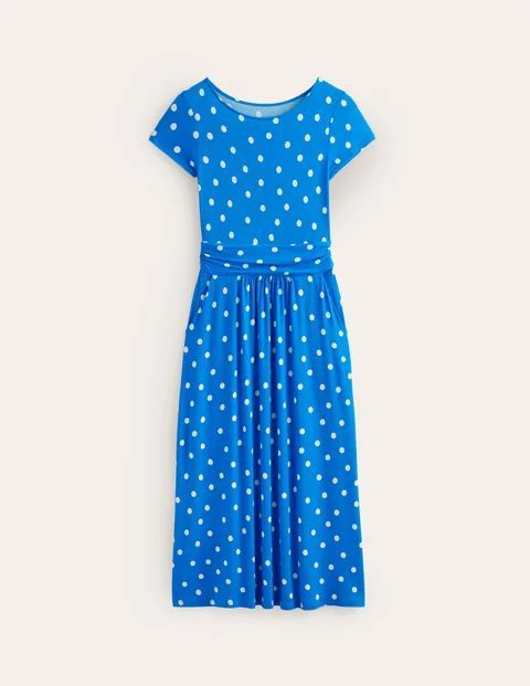 Amelie Jersey Midi Dress Blue Women Boden, Blue, Scattered Brand Spot