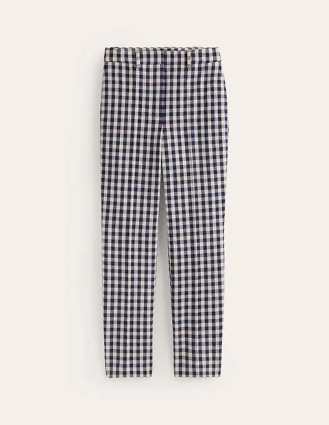 Highgate Check Trousers Blue Women Boden, Navy and Stone Gingham