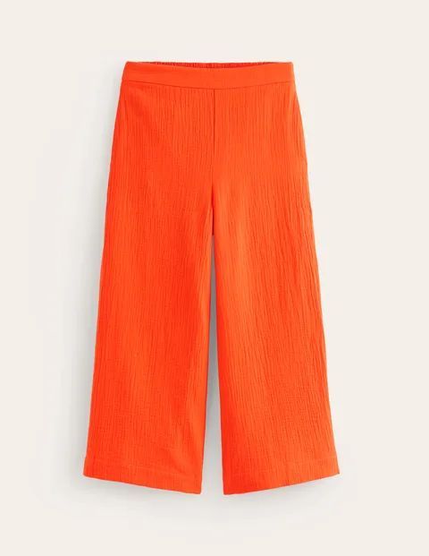 Double Cloth Cropped Trousers Orange Women Boden, Mandarin Orange