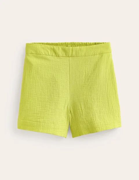 Double Cloth Shorts Yellow Women Boden, Bright Chartreuse