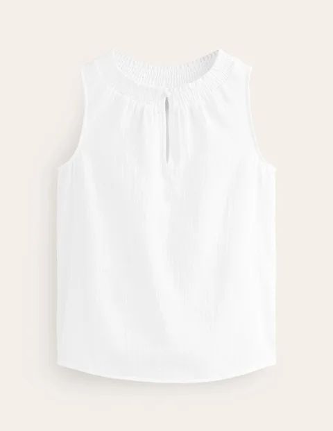 Georgia Double Cloth Top White Women Boden, White