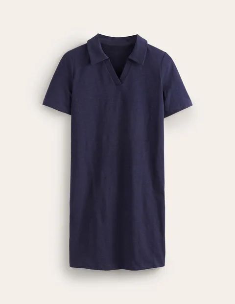 Ingrid Polo Cotton Dress Blue Women Boden, Navy