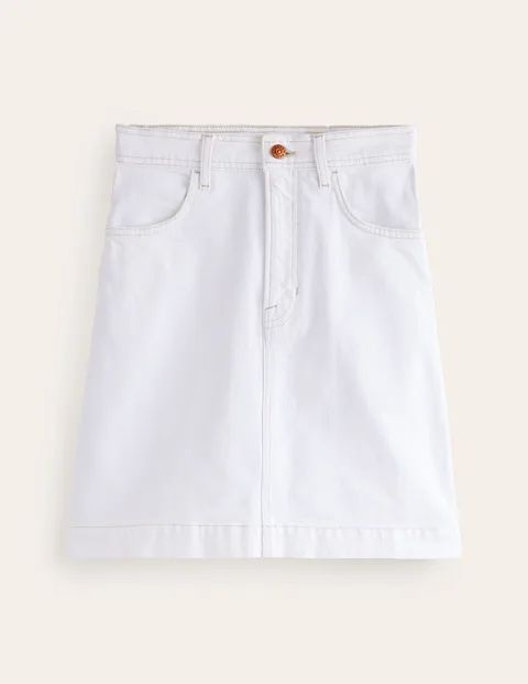 Nell Denim Mini Skirt White Women Boden, Ecru