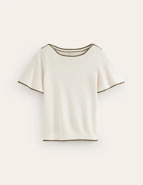 Maggie Boat Neck Linen T-Shirt White Women Boden, Warm Ivory