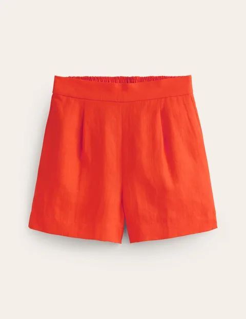Hampstead Linen Shorts Orange Women Boden, Mandarin Orange