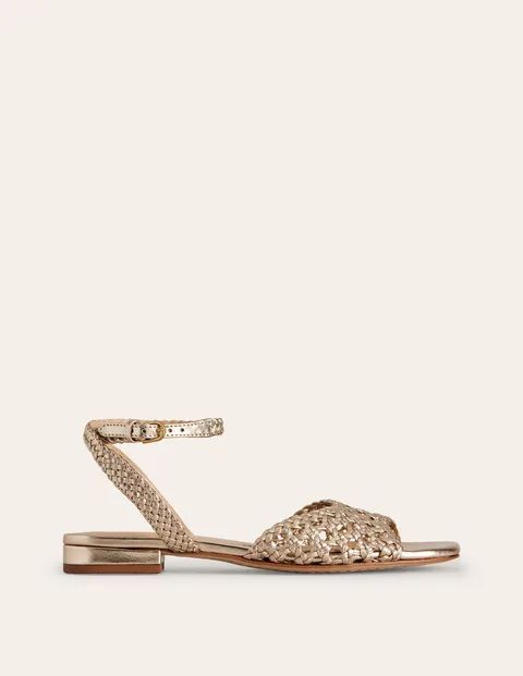Woven Flat Sandals Metallic Women Boden, Gold