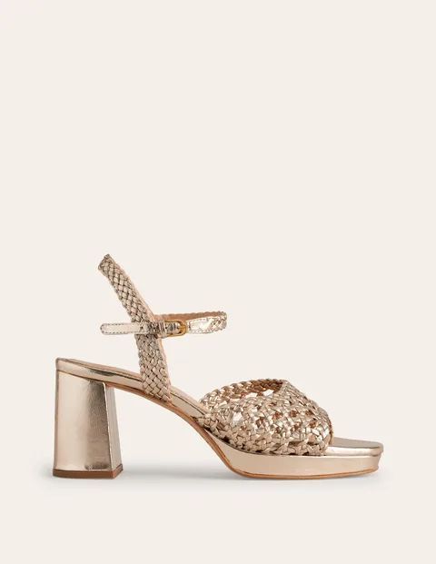 Woven Platform Sandals Metallic Women Boden, Gold Metallic Leather