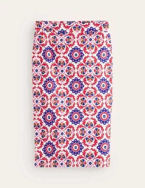 Printed Pencil Skirt Red Women Boden, Rubicondo, Mosaic Bloom