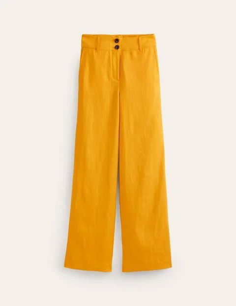 Westbourne Linen Trousers Yellow Women Boden, Artisan Gold