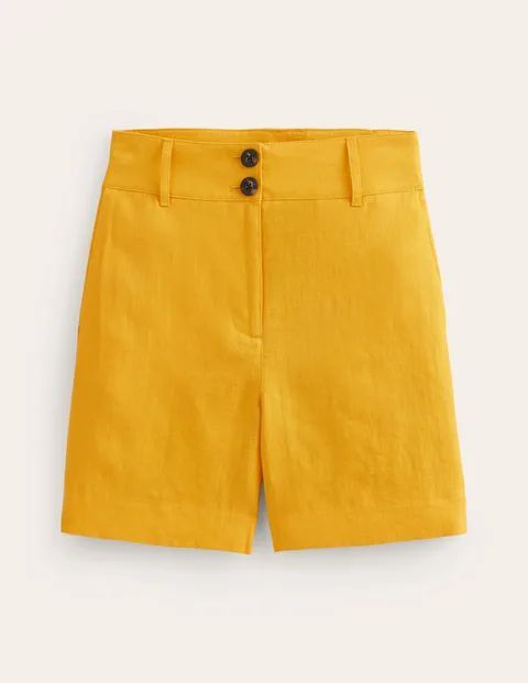 Westbourne Linen Shorts Yellow Women Boden, Artisan Gold