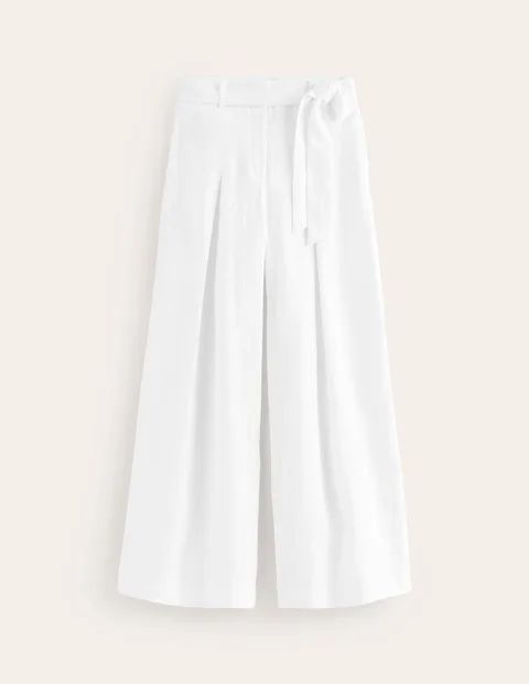 Palazzo Linen Trousers White Women Boden, White