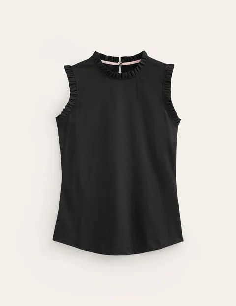 Supersoft Frill Detail Vest Black Women Boden, Black