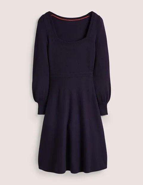 Square Neck Knitted Dress Navy Women Boden, Navy