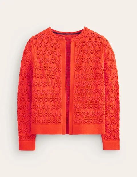 Crochet Knit Cardigan Orange Women Boden, Gladioli Orange