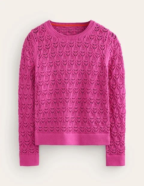 Crochet Knit Jumper Pink Women Boden, Cosmos Pink