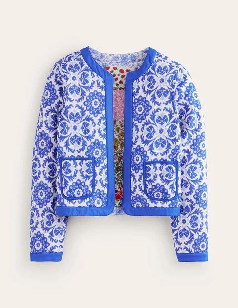 Quilted Reversible Jacket Multi Women Boden, Multi Floral