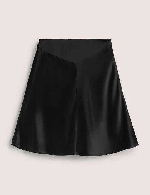 Black Satin Bias-cut Mini Skirt Black Women Boden, Black