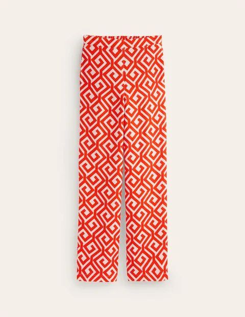 Hampstead Linen Trousers Red Women Boden, Flame Scarlet, Maze