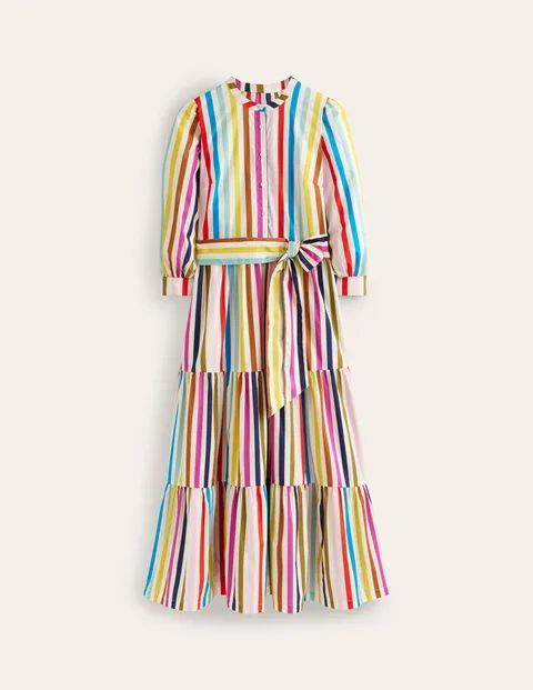 Alba Tiered Cotton Maxi Dress Multi Women Boden, Multistripe