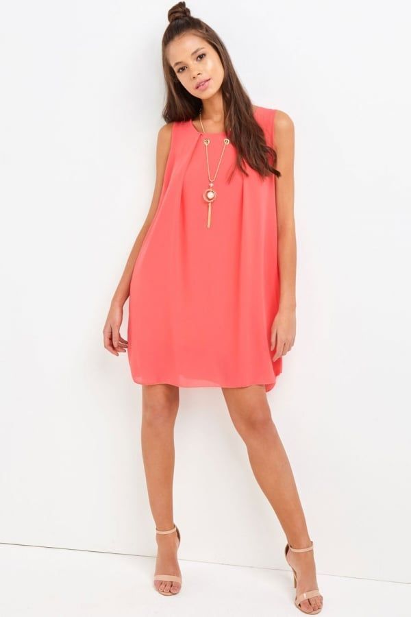 Coral Shift Dress  size: ONE SIZE, colour: Coral