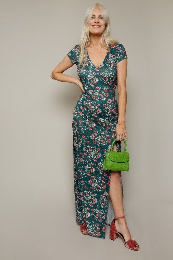 Clarke Green Floral-Print Maxi Dress size: 6 UK, colour:
