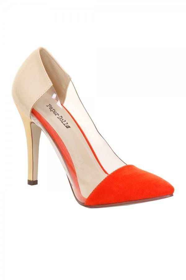 Red & Cream Perspex Court Heel size: Footwear 3 UK, co