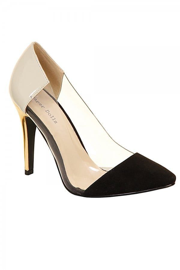 Black & Cream Perspex Court Heel size: Footwear 3 UK,