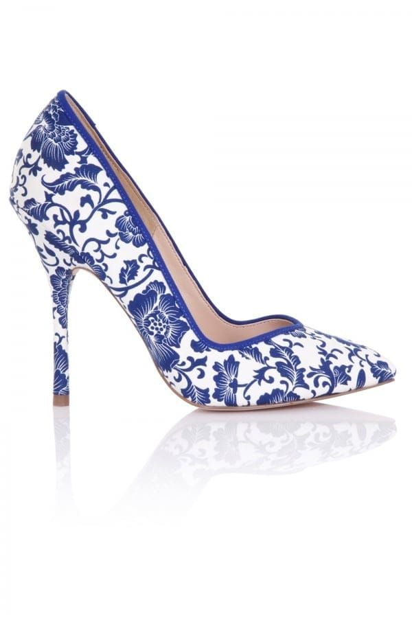 Blossom Blue Floral Print Court Shoe size: Footwear 3 UK,