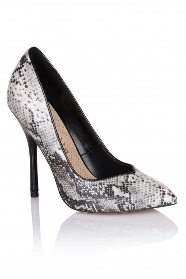 Grey Snakeskin Pointed Court Shoe size: Footwear 3 UK, col