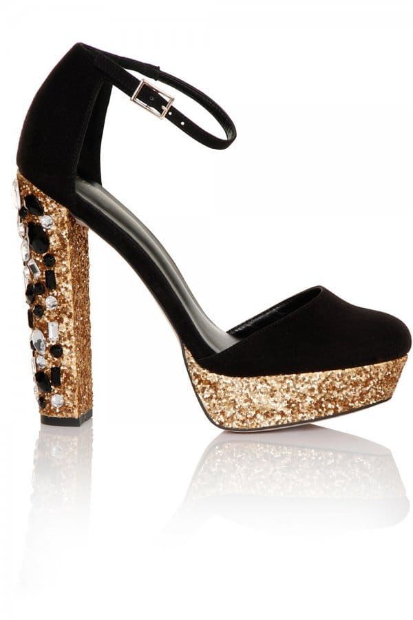 Black and Gold Mary Jane Glitter Platform size: Footwe