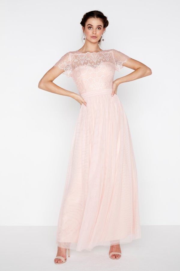 Esme Eyelash Lace Top Maxi Dress size: 6 UK