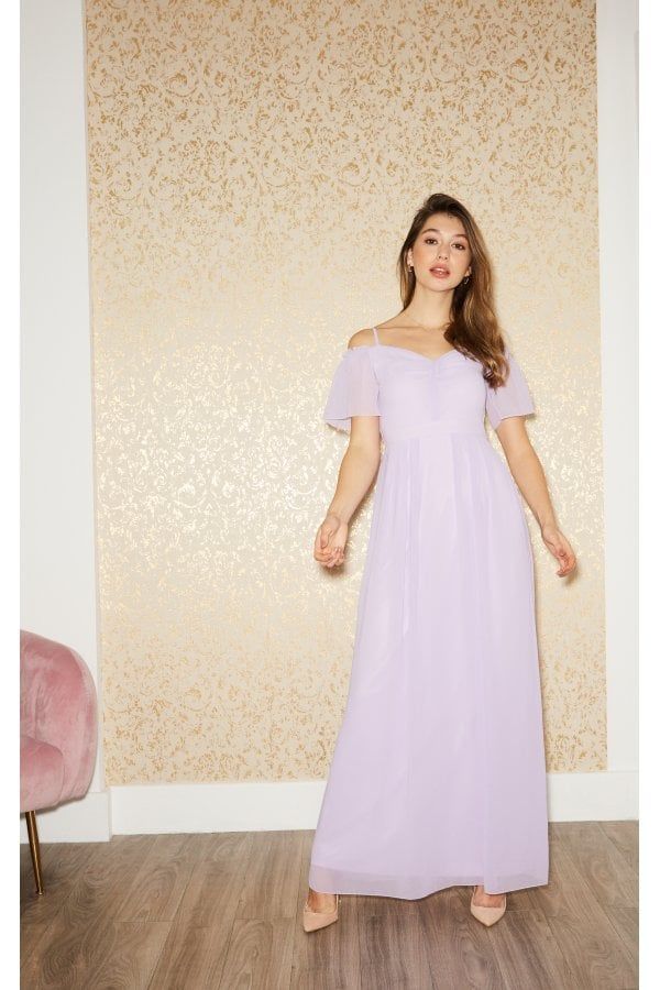Vita Lilac Cold-Shoulder Maxi Dress size: 6 UK