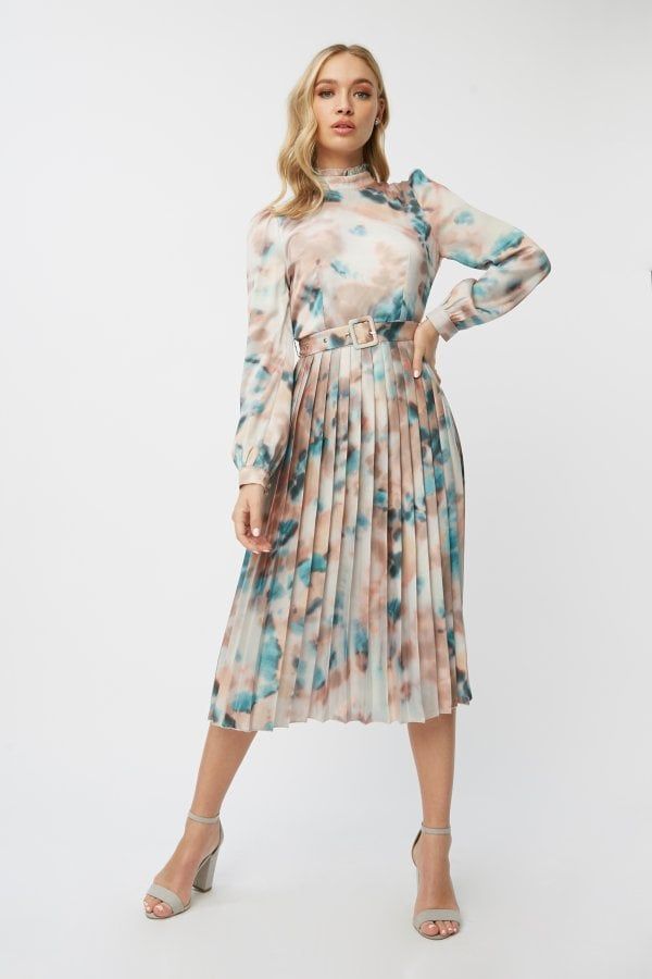 Mishka Agate-Print Belted Midi Dress size: 6 UK