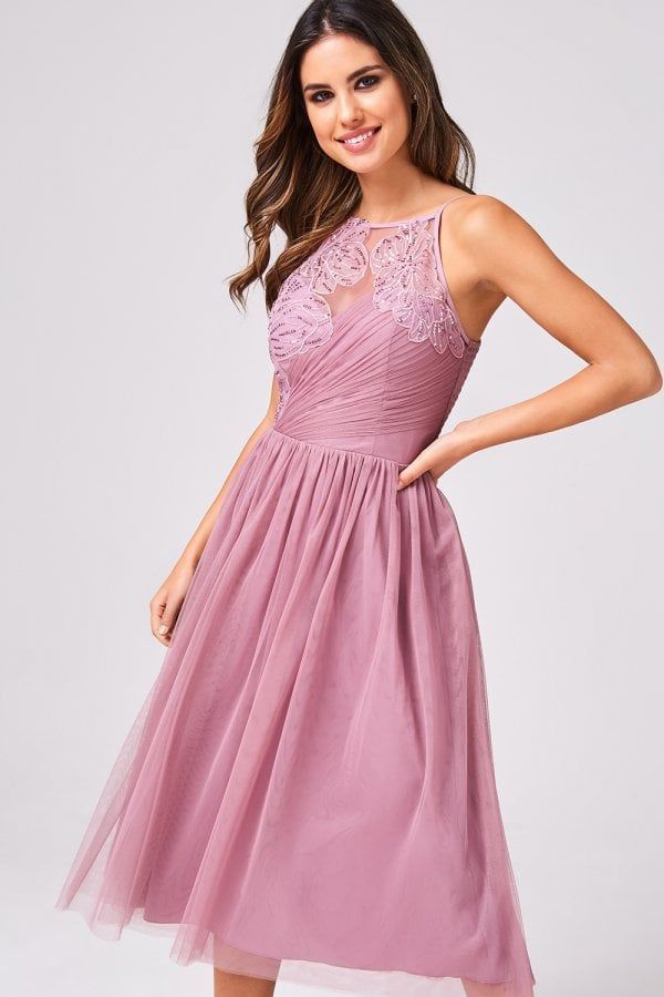 Phoebe Canyon Rose Floral Hand-Embellished Prom Midi D