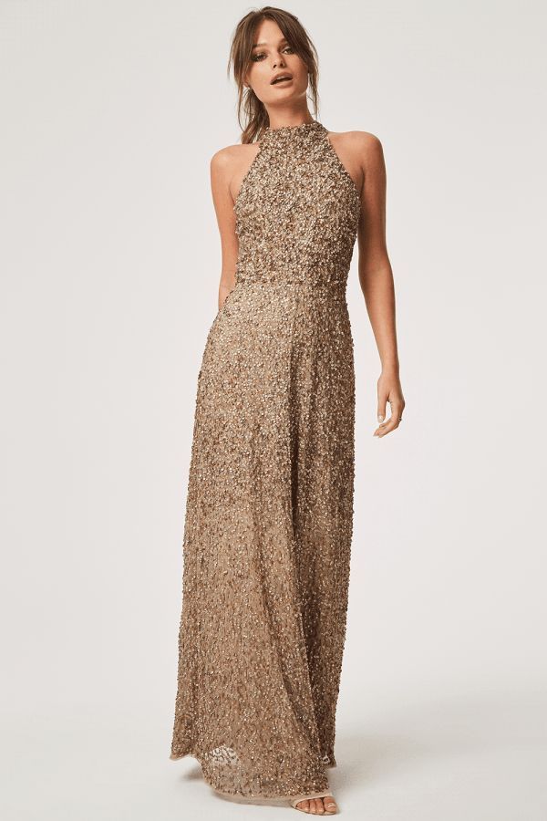 Nicky Hand Embellished Sequin Maxi Dress With Keyhole